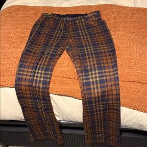 American Eagle Outfitters Navy and Brown Plaid bootcut stretch